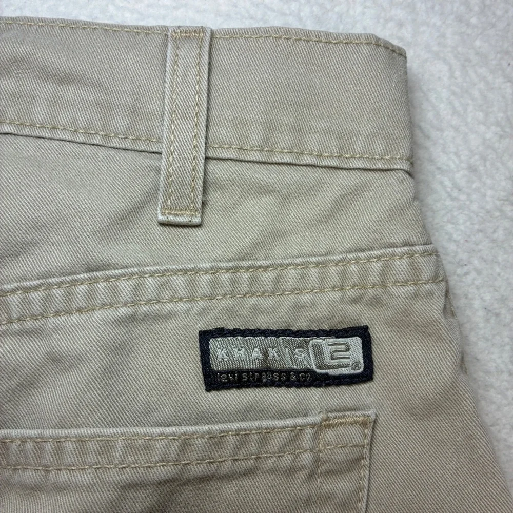 Vintage Levis L2 Khakis Chino Pants Men 36x34 Beige Baggy Wide Leg Relaxed 90s